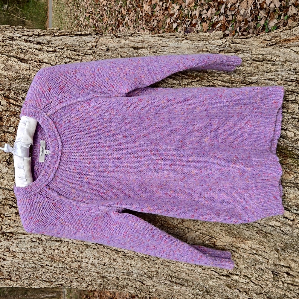 MADEWELL Ladies Wool/Cotton Blend Lavender Heathered Crew Neck Sweater. Size M.